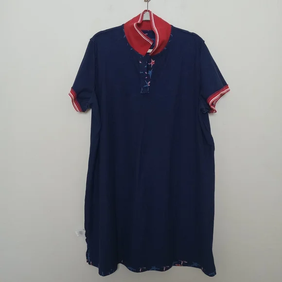 Land's End SIZE 2X Starfish Blue Red Polo Dress - Picture 7 of 11